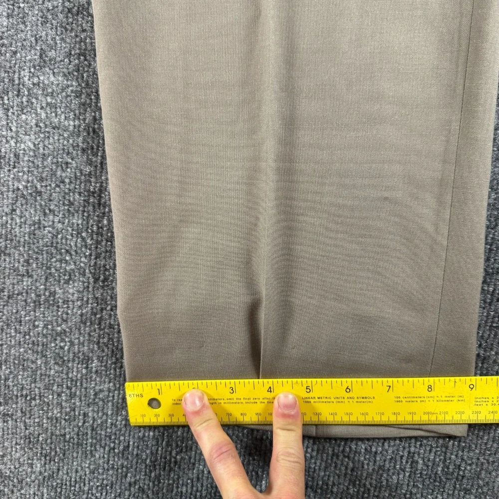 Vtg Haggar Dress Pants Mens 34x34 Brown Wool Blend Pleated Slash Pocket Career
